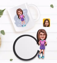 BK Gift Kişiye Özel Kız Çocuk Karikatürlü Beyaz Kupa ve Ahşap Bardak Altlığı Hediye Seti-3
