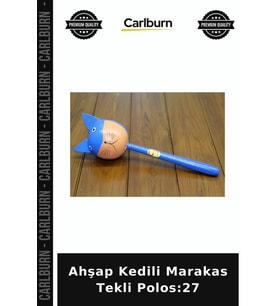 Özel Üretim Müzikal Ritim Eğitici Ahşap Kedili Marakas Tekli Polos:27