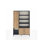 Arges Gardrop 9 Raflı 3 Çekmeceli Tek Kapaklı  132x30x195 Antrasit-Çam