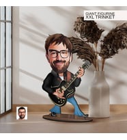 BK Gift Kişiye Özel Rock And Roll Karikatürlü Büyük Boy Ahşap Biblo-1 Arkadaşa Hediye , Sevgiliye Hediye, Kişiye Özel Biblolar