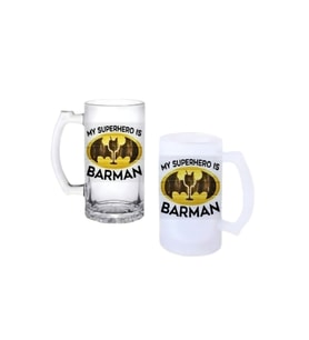 Ghostbastır Design Batman Kulplu Bira Bardağı Buzlu veya Şeffaf Seçenekli 024