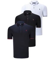 ÜÇLÜ SET T8586 DEWBERRY ERKEK T-SHIRT-LACİVERT-BEYAZ-SİYAH