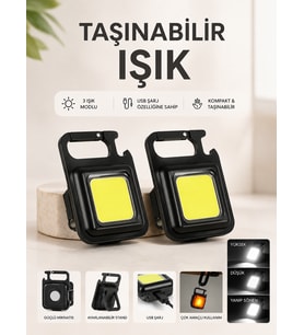 TAŞINABİLİR IŞIK 3 IŞIK MODLU USB ŞARJ ÖZEELİĞİNE SAHİP