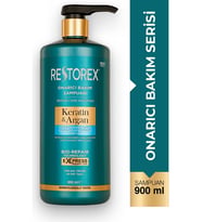 Restorex Keratin & Argan Onarıcı Bakım Şampuan 900 ml Besleyici Bitki Özlü Formül Tüm Saçlar İçin
