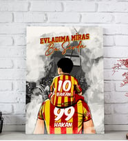 BK Gift Kişiye Özel İsimli Baba-Oğul Sarı Kırmızı Evladıma Miras Bu Sevda Kanvas Tablo, Ev Hediyesi, Doğum Günü Hediyesi, Taraftar Hediyesi (Model 1)