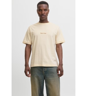 JACK & JONES Erkek JORNORREBRO EMB TEE SS Crew Neck Nakışlı Tişört (Krem)
