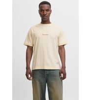 JACK & JONES Erkek JORNORREBRO EMB TEE SS Crew Neck Nakışlı Tişört (Krem)