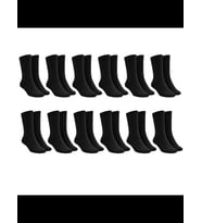 Wak Unisex Siyah Soket Çorap 12'li Set Düz Basic Ribanalı Günlük Spor Esnek Rahat Uzun Çorap Konforlu Set