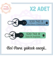 Yeşil-Gök Mavi, İsim Yazılabilir 2'li Anahtarlık, Denge Getiren Özel Kod 520 741 8 Bolluk ve Enerji