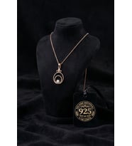 925 Ayar Zirkon Taşlı Rose Çiçekli Halka Gümüş Kolye