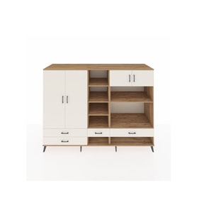 Kronos Dolap 12 Raflı 4 Çekmeceli 4 Kapaklı 220x59x163 Çam-Aytaşı