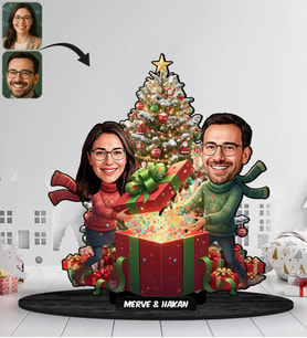 BK Gift Kişiye Özel Sevgili Yılbaşı Tasarımlı Karikatür Biblo -13, Yılbaşı Hediyesi, Yeni Yıl Hediyesi