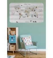 Eğitici Dünya Haritası Dünya Atlası Çocuk Ve Bebek Odası Duvar Sticker -60x105-3812