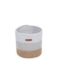 Koza Home Cesta El Yapımı Pamuklu Multi Beyaz Gri Natural Hasır Dekoratif Sepet 25cm 9042 (Çok Renkli)