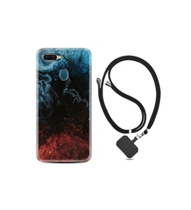 Oppo A5s Kılıf Ipli Boyun Askılı Desenli Silikon Red Blue Black Abstact 1386
