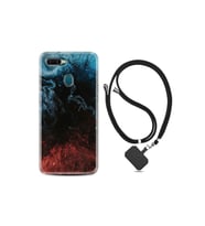 Oppo A5s Kılıf Ipli Boyun Askılı Desenli Silikon Red Blue Black Abstact 1386