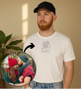 BK Gift Kişiye Özel Line Art Tasarımlı Erkek Tişört, Sevgiliye Hediye, Arkadaşa Hediye, Trend T-Shirt