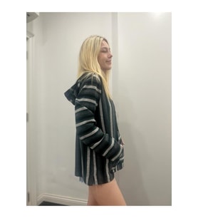 Yeşil Etnik Kapişonlu Sweatshirt