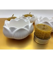 Yılbaşı Lotus Mumluk 3 lü set - Balmumu mum hediyeli