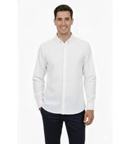 Erkek Spor Slim Fit Uzun Kol Petek Fitilli Gömlek BGL-ST04824 (Beyaz)