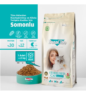 BonaCibo Adult Cat Sterilised Somonlu 2 Kg
