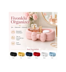 Fiyonklu Kozmetik ve Takı Organizeri, Şık Masaüstü Dekoratif Düzenleyici