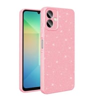 Coverzone Galaxy A06 ile uyumlu Z-Jelly K?l?f Kamera Korumal? Simli I??lt?l? Renkli Parlak Silikon Kapak - A�?k Pembe