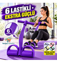 Direnç Lastiği Hediyeli Body Trimmer Pilates Direnç Lastiği Karın Kol Bacak Ve Tüm Vücut Çalıştırıcı Pedallı Fitness Spor Aleti 6 Lastikli