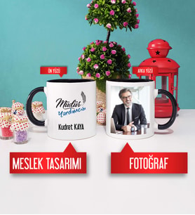 Müdür Yardımcısı Kupa Bardak Siyah Fotoğraflı