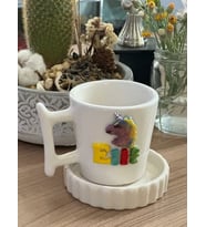 Unicorn  Figürlü  İsimli Kupa Mug (Krem)