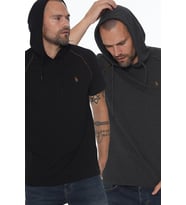 Dewberry Erkek Pamuklu Kapüşonlu Tişört 2'li Set Siyah-Antrasit T8570 Günlük Giyim, Casual Stil, Şehir Stili