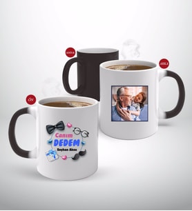 BK Gift Kişiye Özel Canım Dedem Tasarımlı Fotoğraflı Sihirli Kupa Bardak-1 (Beyaz)