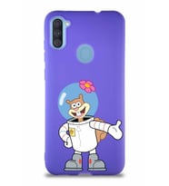 Samsung Galaxy A11 Soft Premier Kapak Sandy Tasarımlı Silikon Kılıf - Mor (Şeffaf)