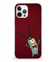 Apple iPhone 12 Pro Max Soft Premier Kapak Plankton Tasarımlı Silikon Kılıf - Mürdüm (Şeffaf)