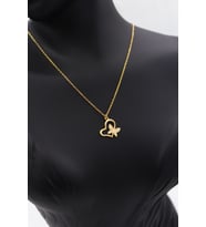 Kadın Sarı Kalp Kelebekli Kolye 925 Ayar Gümüş