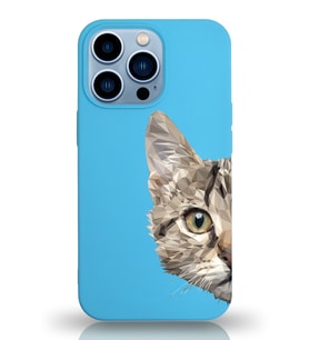 Apple iPhone 13 Pro Uyumlu Lansman Kılıf Catface Tasarımlı Altı Kapalı İçi Kadife Kaplı  Kapak (Şeffaf)