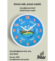 İsme Özel Renkli Tren Çocuk Odası Duvar Saati Orta Boy 30 cm Beyaz Camlı Sessiz