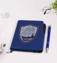 BK Gift Kişiye Özel Gemi Tasarımlı Lacivert Termo Deri Defter Kalem Seti-3