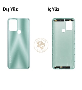 Infinix Hot 10T Yeşil Uyumlu Arka Kapak Arka Cam Batarya Pil Kapağı Lazer Kesim Back Cover