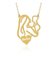 İsimli Anne Bebek Aşkı Gümüş Kolye (Gold)