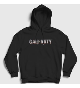Presmono Unisex Kırmızı Logo Call Of Duty Kapüşonlu Sweatshirt 27011tt (Siyah)