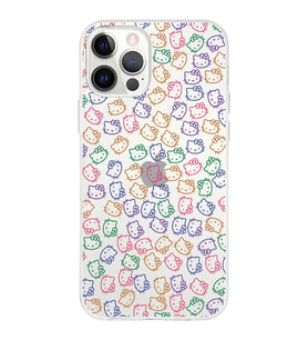 Apple iPhone 12 ProMax Uyumlu Kapak Hello Kitty Tasarımlı Şeffaf Silikon Kılıf