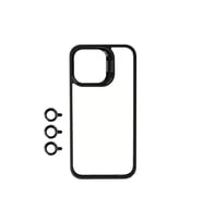 Apple iPhone 15 Pro Uyumlu Kılıf Kamera Lens Korumalı Standlı Zore Klon Lensli Kapak (Siyah)