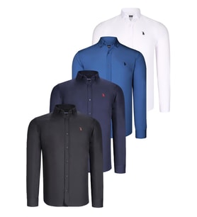 DÖRTLÜ SET G725 DEWBERRY ERKEK GÖMLEK-SİYAH-BEYAZ-LACİVERT-İNDİGO (Karışık)