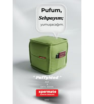 Dekoratif Kare Puf Orta Sehpa Ayak Uzatma Puf 40x40x42 Cm Puffymod (Yeşil)