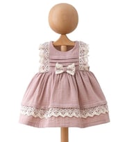 MİOMİNİ BABY 3893MM Kız Bebek Müslin Kolsuz Gül Kurusu Elbise  (Çok Renkli)