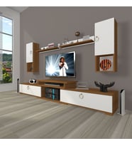 Decoraktiv Flex 5DA Mdf Gold Tv Ünitesi Tv Sehpası - Ceviz Beyaz (Beyaz - Kahverengi)