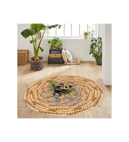 Eliana Home Baskılı, Yıkanabilir Kaymaz Taban Yuvarlak Halı LNA7063-SD332 120x120 cm (Kahverengi)