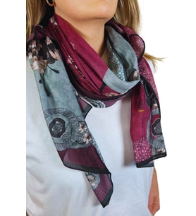 Sharmony Floral Fuşya Pamuklu Şal