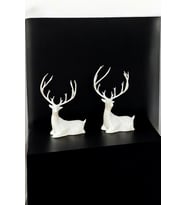 2'li Set BEYAZ GEYİK BİBLO Geyik Figürlü Modern Dekoratif Pinterest Biblo